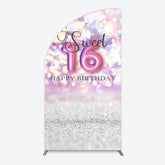 Aperturee - Aperturee Bokeh Light Sweet 16 Happy Birthday Half Moon Arch Backdrop